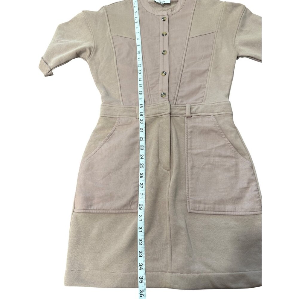 Reiss Emlyn Panel Detail Sweatshirt Dress Front Buttons Pockets Womens Size 6 - Picture 8 of 10